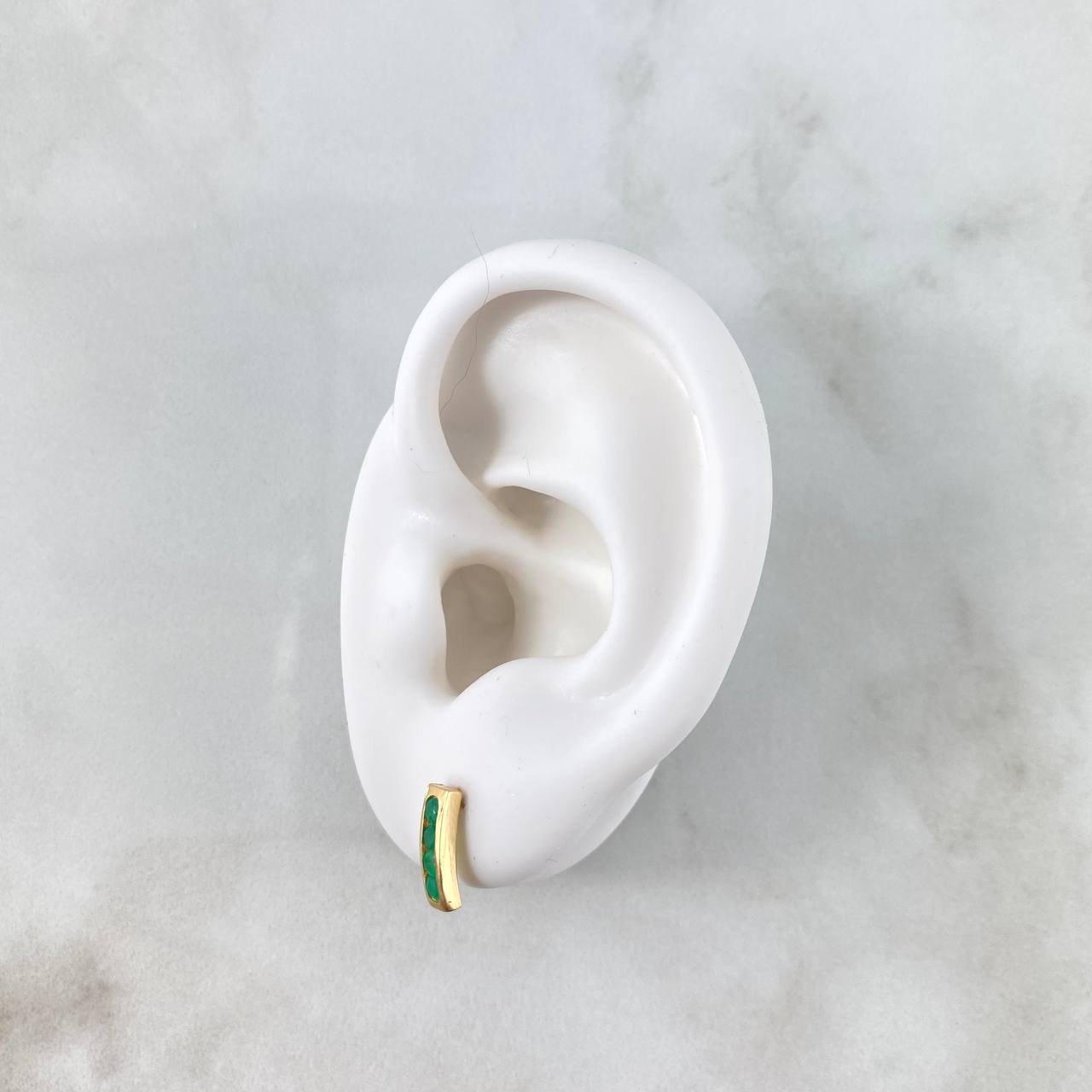 Stud Earrings 1.9gr / 1cm / Emeralds 26 pts Yellow Gold (Jewel) ©