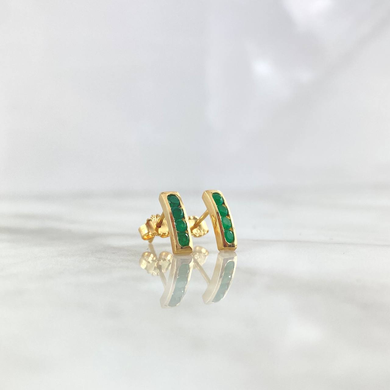 Stud Earrings 1.9gr / 1cm / Emeralds 26 pts Yellow Gold (Jewel) ©