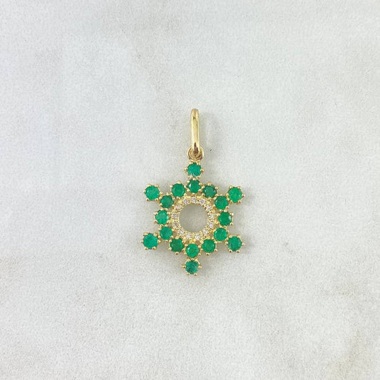 Dije Aro Estrellado 2.55gr / 2.9cm / Esmeraldas 84 pts - Diamantes Blancos 20 pts Oro Amarillo (Joya) ©