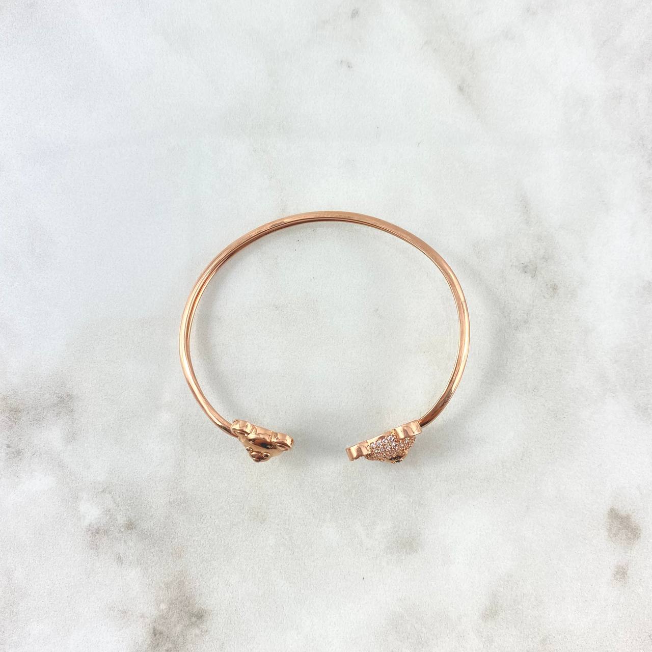 Pulso Aro Abrazo Osos 7gr / 17cm / Circones Blancos y Negros Oro Rosa