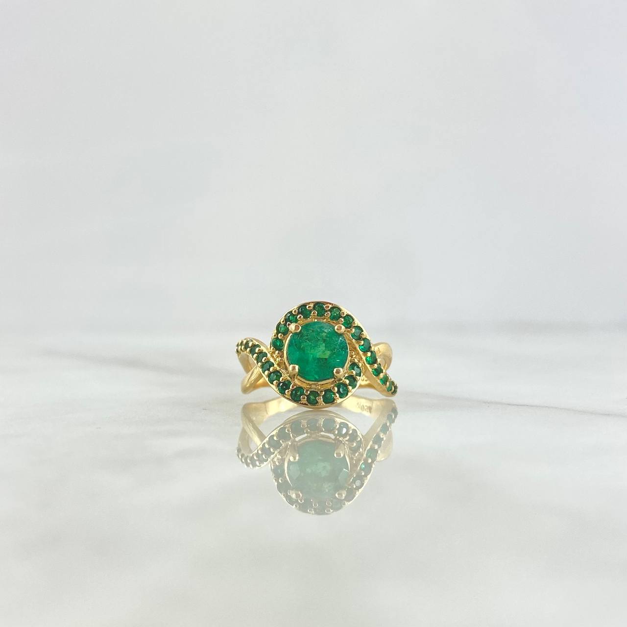 Anillo Ojo Triple Infinito 4.05gr / T5 1/4 / Esmeraldas 1.84 qts Oro Amarillo (Joya) ©