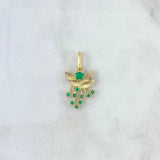 Dije Hojas Ramillete 2.25gr / 2.5cm / Esmeraldas 32pts Oro Amarillo 18K (Joya) ©