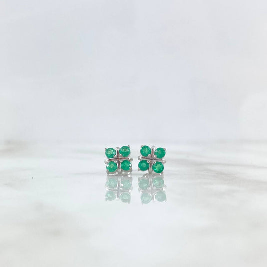 Topos Flor Regalo 2.25gr / 8mm Esmeraldas 72pts - Broche Mariposa Oro Blanco (Joya) *