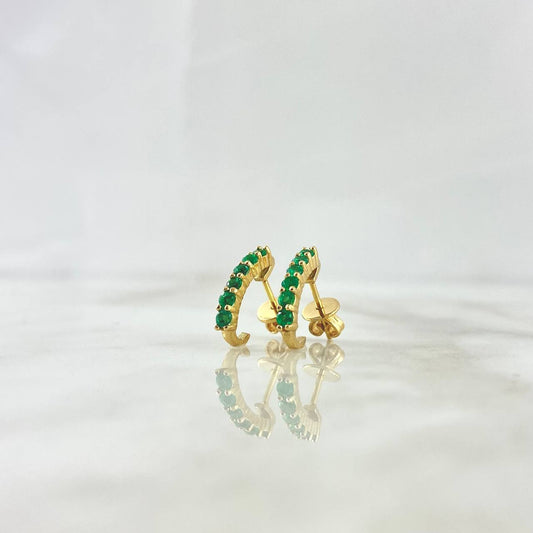 Candongas Omega Lineales 3.2gr / 1.5cm / Esmeraldas 51pts - Broche Mariposa Oro Amarillo (Joya) *