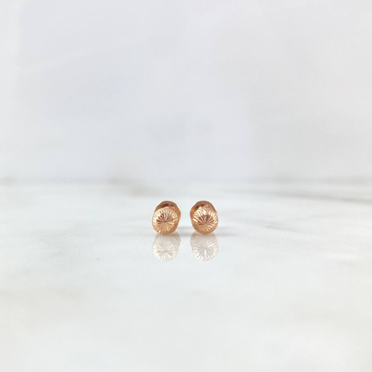 Stud Earrings Bead 0.6gr / 5mm Diamond Cut Rose Gold 18K ©