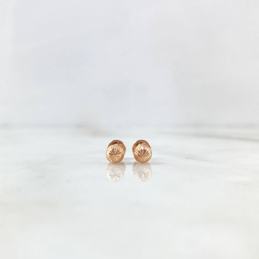 Stud Earrings Bead 0.6gr / 5mm Diamond Cut Rose Gold 18K ©