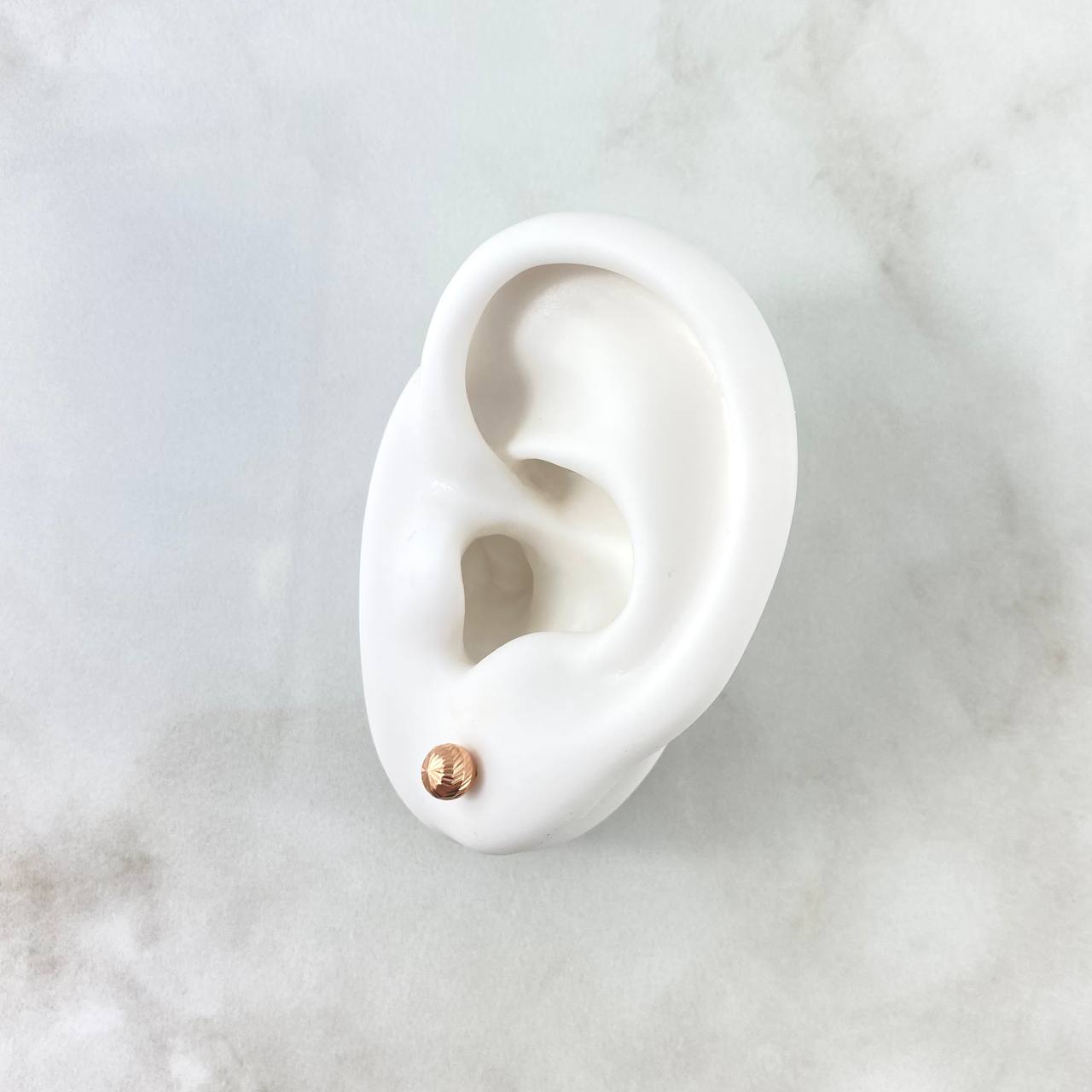 Stud Earrings Bead 0.6gr / 5mm Diamond Cut Rose Gold 18K ©