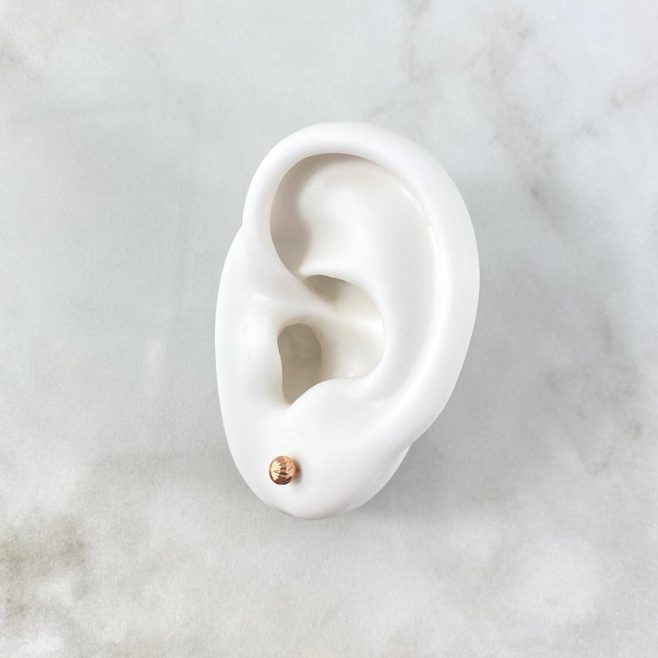 Stud Earrings Bead 0.4gr / 3mm Diamond Cut Rose Gold 18K ©