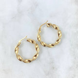 Hoop Earrings Nico 3.3gr / 2.7cm / Textured Twisted Yellow Gold ©