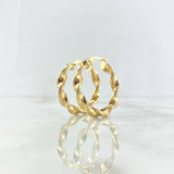 Hoop Earrings Nico 3.3gr / 2.7cm / Textured Twisted Yellow Gold ©