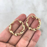 Hoop Earrings Nico 3.3gr / 2.7cm / Textured Twisted Yellow Gold ©