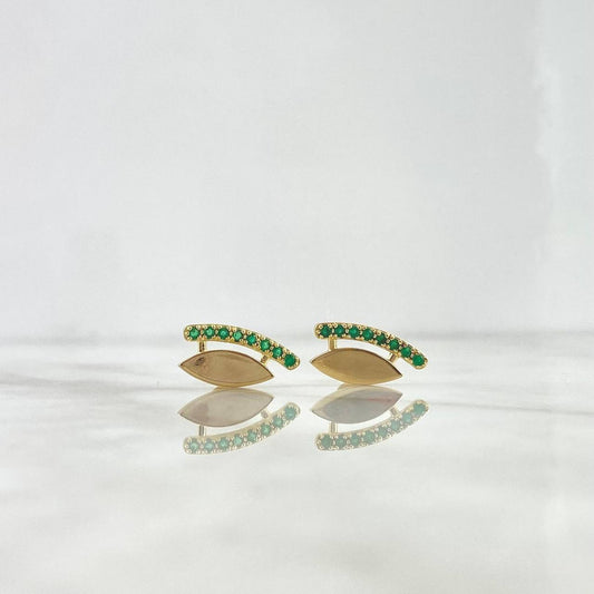 Stud Earrings Eyes Line 3.85gr / 1.7cm / Emeralds 28pts - Lobster Claw Yellow Gold Butterfly (Jewel)