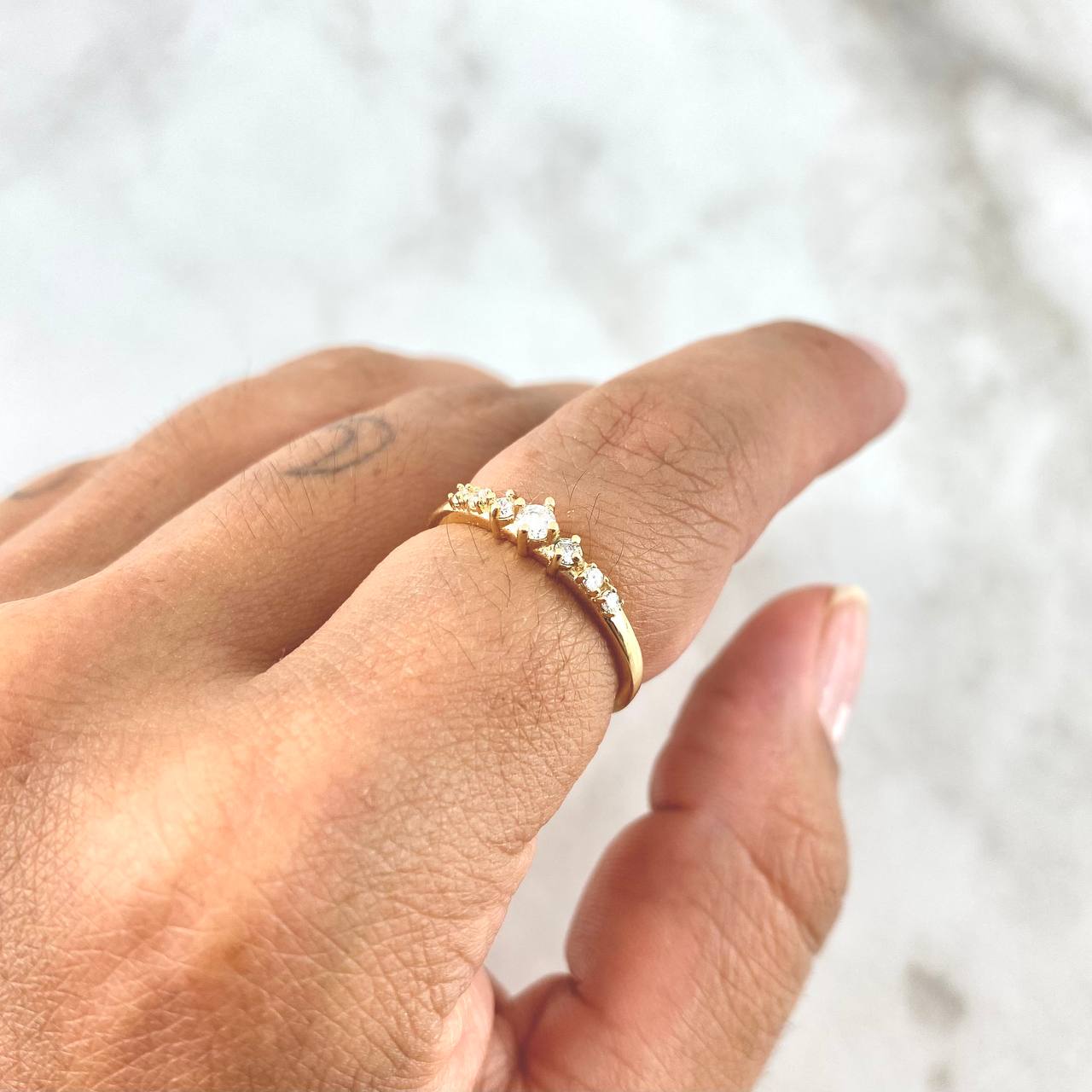Solitaire Ring Trio 1.75gr / Size 6 1/4 / White Diamonds 10pts Yellow Gold (Jewelry) *