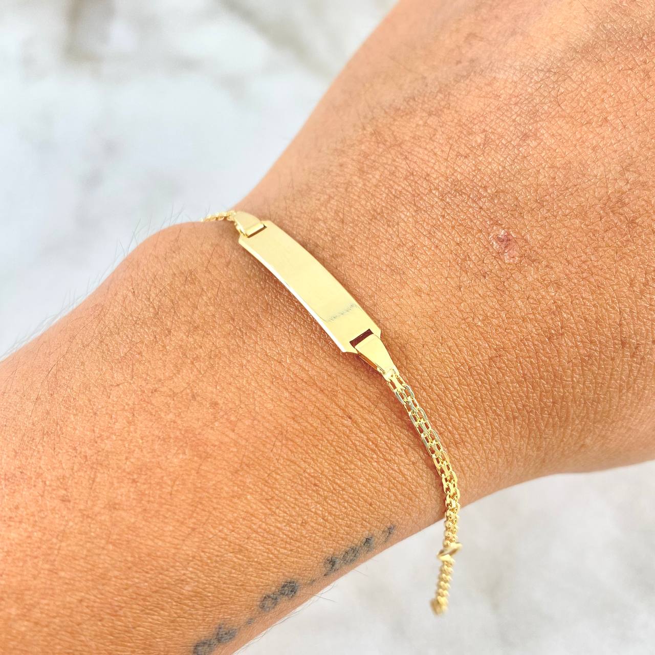 Bracelet Baby Chinese 2.7gr / 12.5cm-14.5cm / 1.7mm Rectangular Plate Polished Yellow Gold +1 18K *