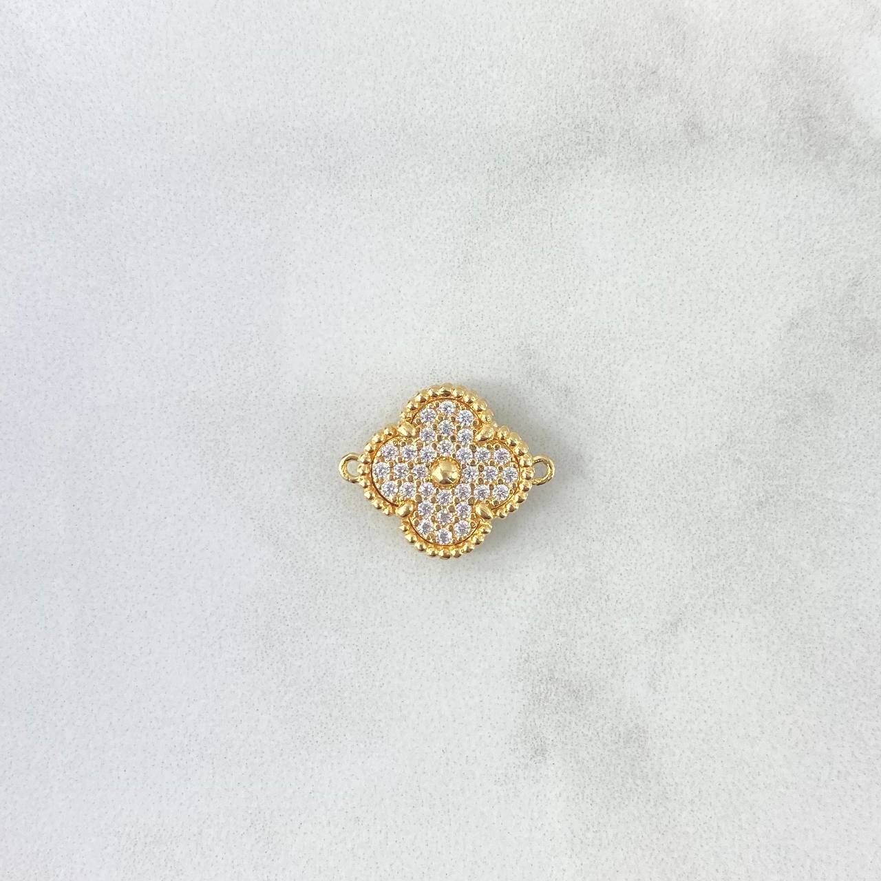 Charm Trébol VCyA 3.9gr / 1.7mm White Zircons Yellow Gold +4 ©