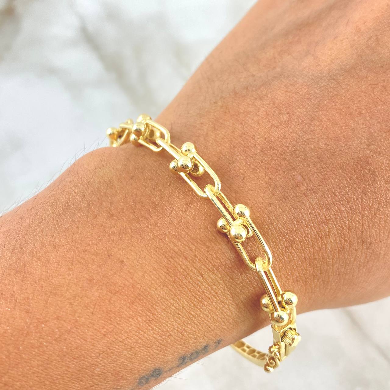 Bracelet Curved Buoys 10.7gr / 19cm / Internal Filigree Yellow Gold +4 ©