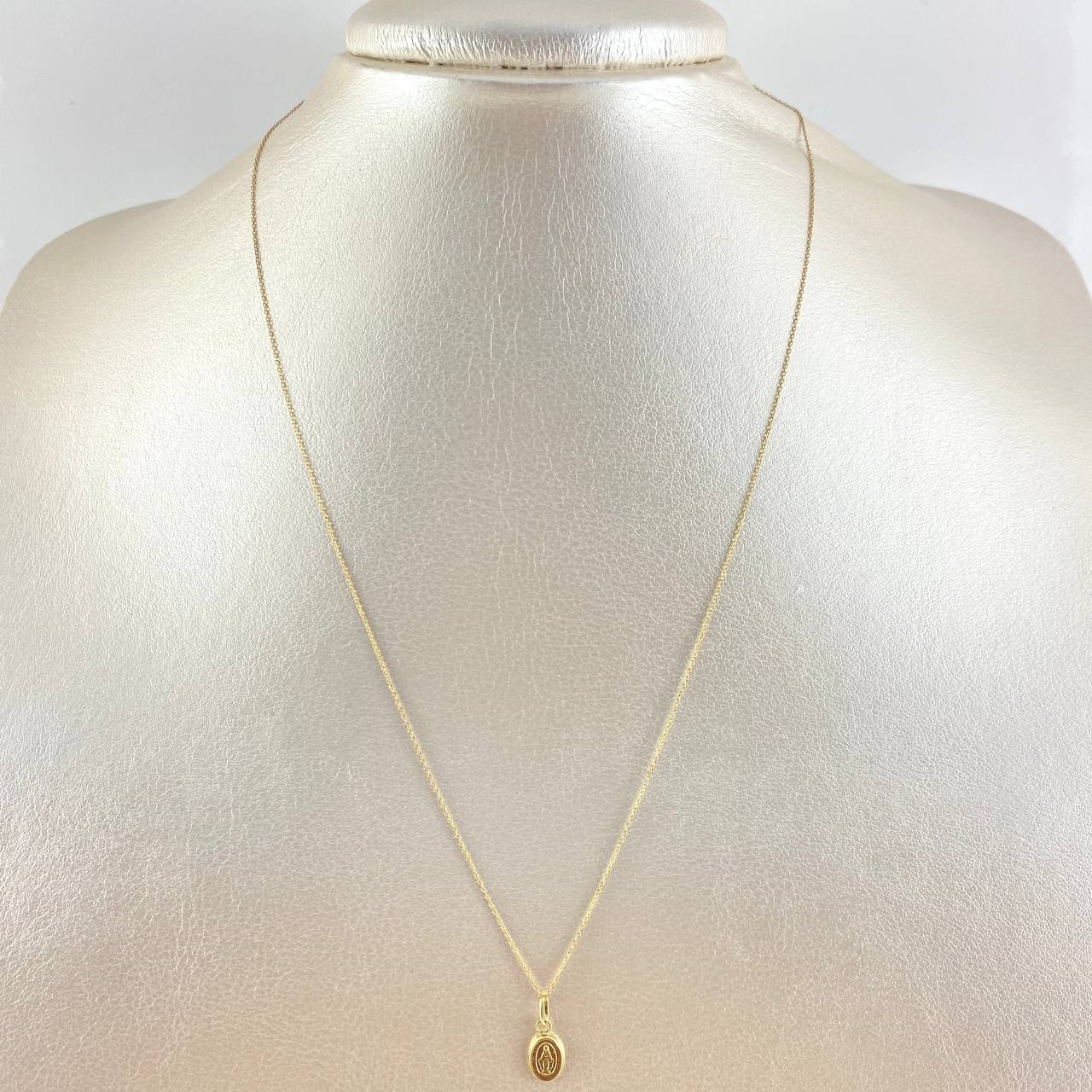 Set Cadena Aro Seguido + Dije Virgen De La Guadalupe / 1,25gr / 18 in Oro Amarillo 18K