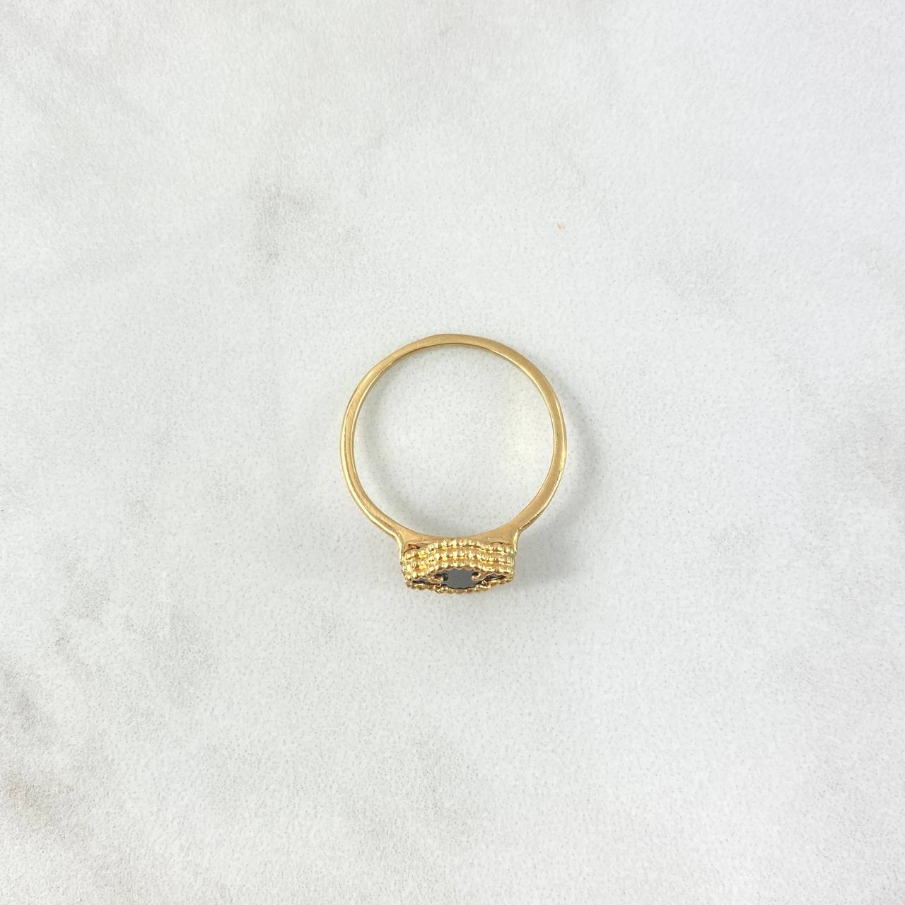 Ring Clover VCyA 1.85gr / Size 7 1/2 / Black Onyx Dotted 18K Yellow Gold ©