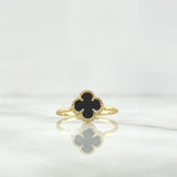 Ring Clover VCyA 1.85gr / Size 7 1/2 / Black Onyx Dotted 18K Yellow Gold ©