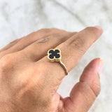 Ring Clover VCyA 1.85gr / Size 7 1/2 / Black Onyx Dotted 18K Yellow Gold ©