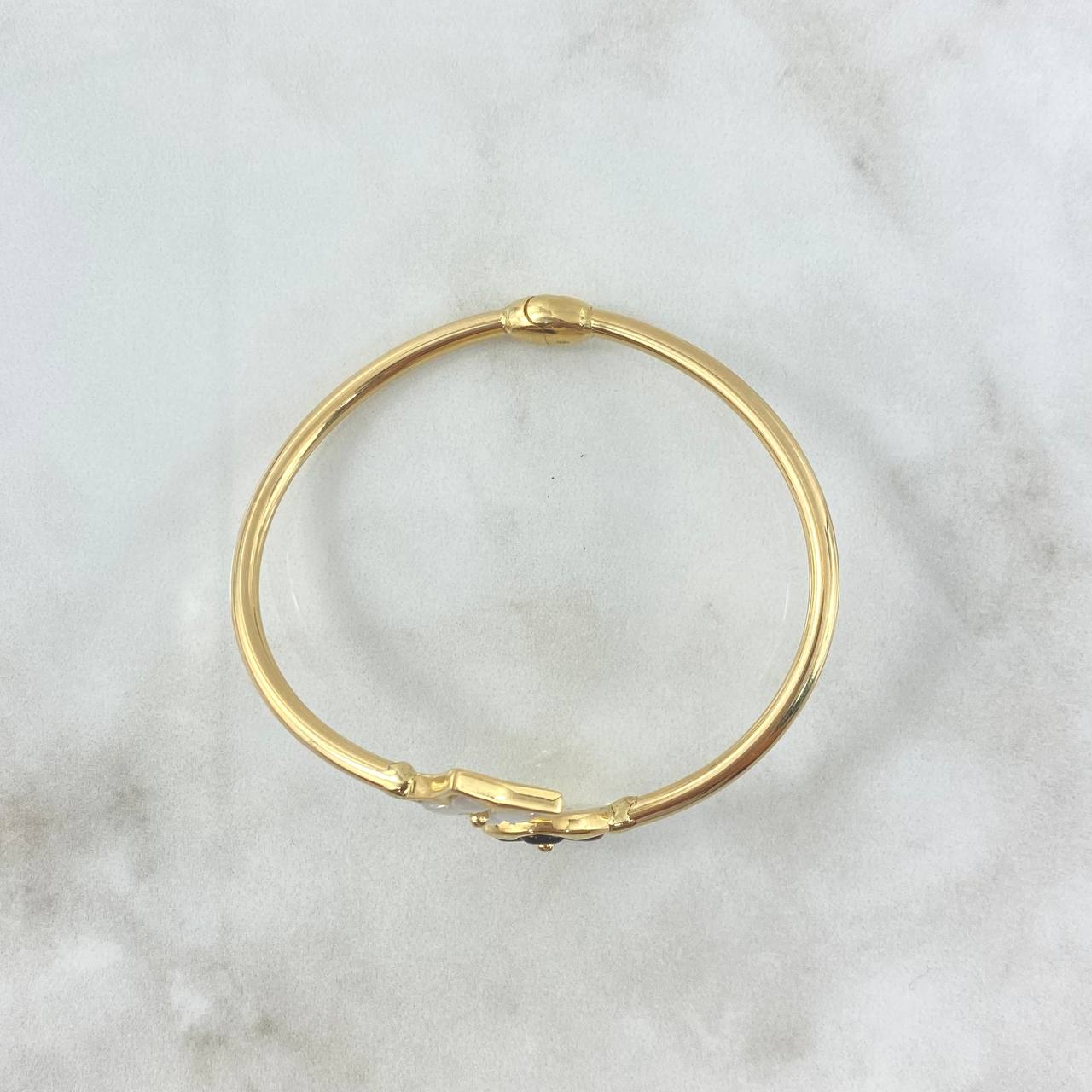 Bracelet Clover Ring VCyA 8.85gr / 19cm / White Coffee Pearls Yellow Gold +4 *