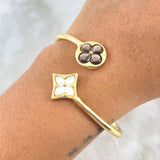 Bracelet Clover Ring VCyA 8.85gr / 19cm / White Coffee Pearls Yellow Gold +4 *