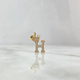 Pendant Letter H Crown 1.85gr / 2.6cm / White Zircons 18K Yellow Gold