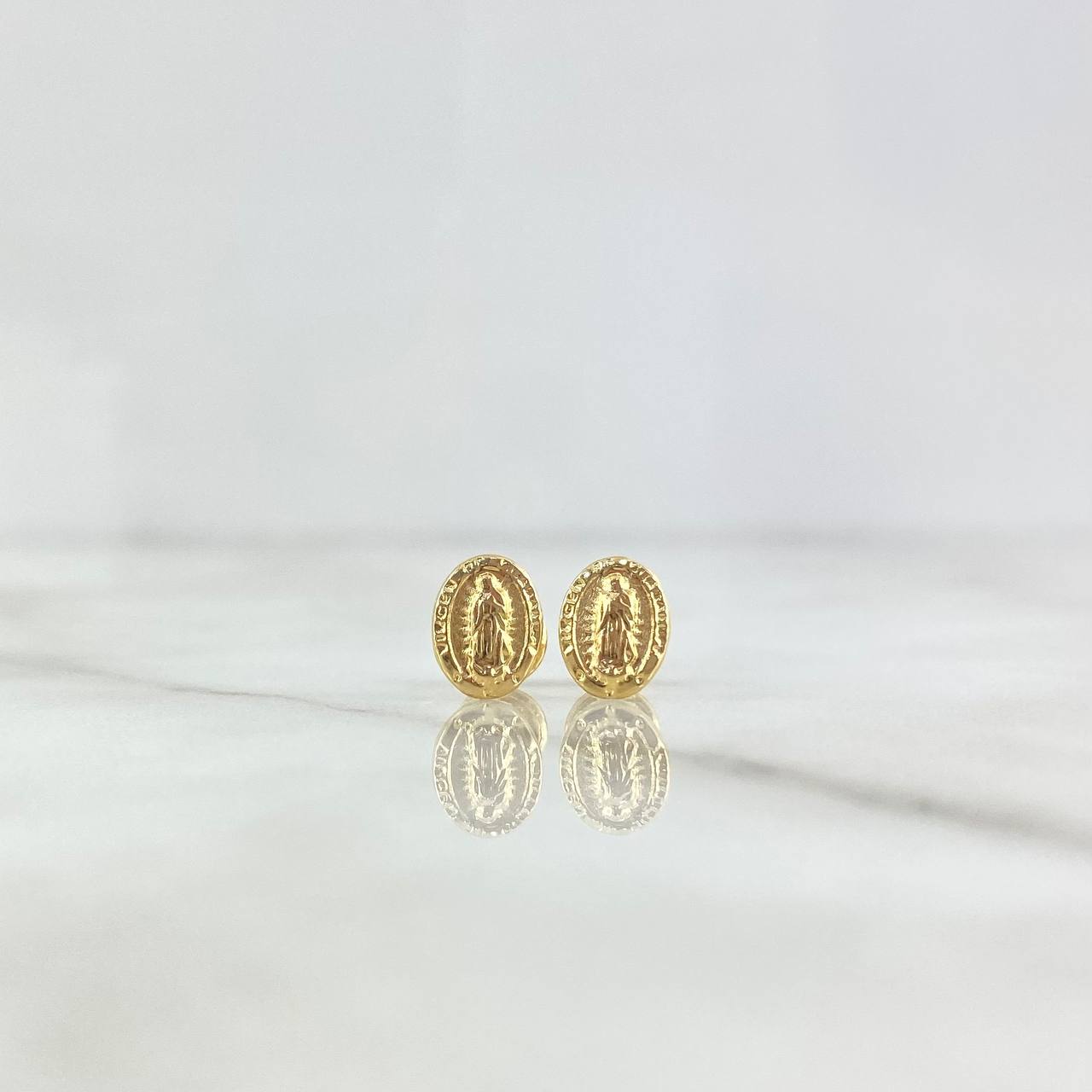 Stud Earrings Virgin Guadalupe Oval 0.7gr / 0.3in 18K Gold