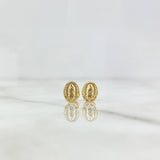 Stud Earrings Virgin Guadalupe Oval 0.7gr / 0.3in 18K Gold