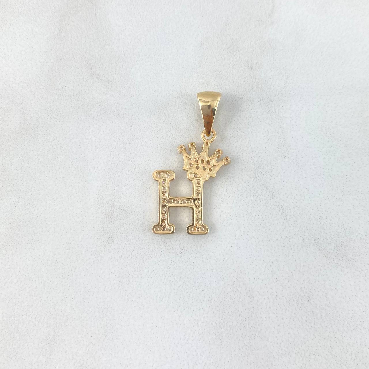 Pendant Letter H Crown 1.85gr / 2.6cm / White Zircons 18K Yellow Gold