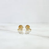 Stud Earrings Star In Quartet 0.85gr / 0.7cm / White Zircons Yellow Gold *