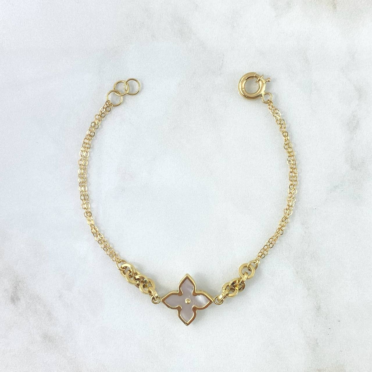 Classic Link Bracelet Trébol VCyA 4.35gr / 20cm / White Yellow Gold +4 ©