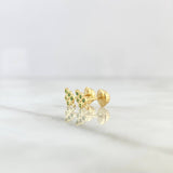 Stud Earrings Branch 0.8gr / 0.8cm / Green Zircons Yellow Gold