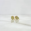 Stud Earrings Branch 0.8gr / 0.8cm / Green Zircons Yellow Gold