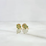 Stud Earrings Branch 0.8gr / 0.8cm / Green Zircons Yellow Gold