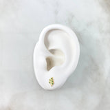Stud Earrings Branch 0.8gr / 0.8cm / Green Zircons Yellow Gold