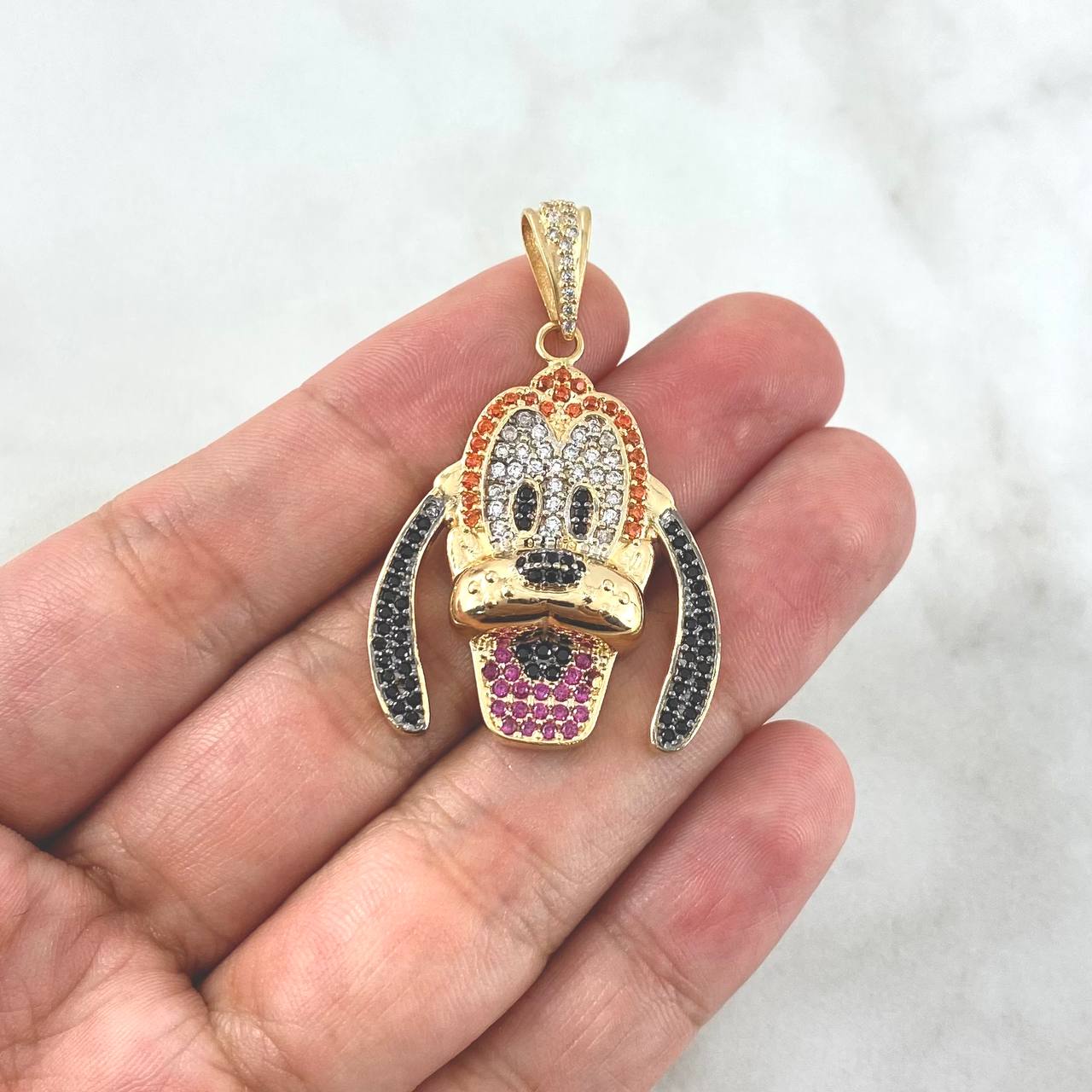 Pendant Dog 8.7gr / 4.2cm / Colored Zircons Yellow Gold ©