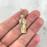 Pendant San Judas Tadeo 3.4gr / 3.6cm / Matte - Green Zircons - White Two-tone Yellow White *