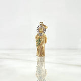 Pendant San Judas Tadeo 3.4gr / 3.6cm / Matte - Green Zircons - White Two-tone Yellow White *
