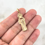 Pendant San Judas Tadeo 3.4gr / 3.6cm / Matte - Green Zircons - White Two-tone Yellow White *