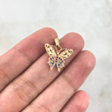 Pendant Butterfly 1.35gr / 1.8cm / Colored Zircons Yellow Gold ©