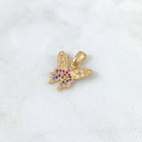 Pendant Butterfly 1.35gr / 1.8cm / Colored Zircons Yellow Gold ©