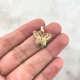 Pendant Butterfly 1.35gr / 1.8cm / Colored Zircons Yellow Gold ©