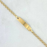 Bracelet Baby Classic Link Rectangular Curved Plain Plate 1.25 g / 2.3 mm Yellow Gold 18K