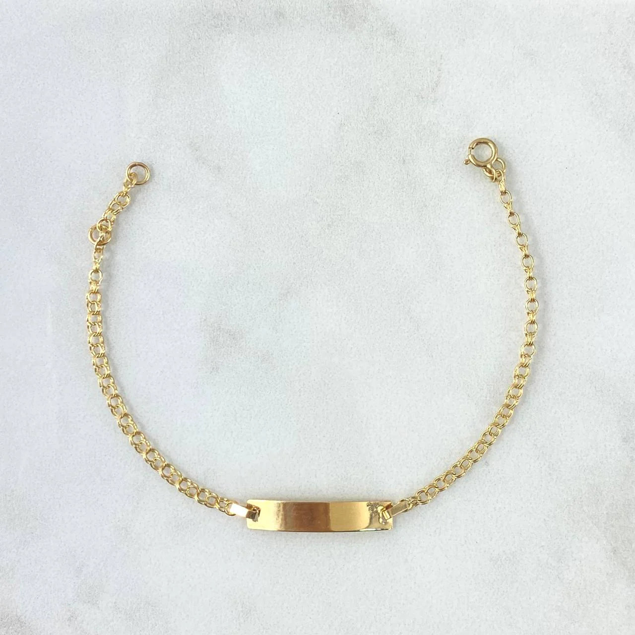 Bracelet Baby Classic Link Flat Rectangle Plate 1.3 g / 2.3 mm Yellow Gold 18K