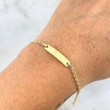 Bracelet Baby Classic Link Rectangular Curved Plain Plate 1.25 g / 2.3 mm Yellow Gold 18K