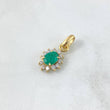 Pendant Oval Flower 2.45gr / 2.2cm-Emerald 95pts - White Zircons Yellow Gold (Jewel) *