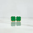 Stud Earrings Clover 2.65gr / 1cm / Electrostatic Green Yellow Gold