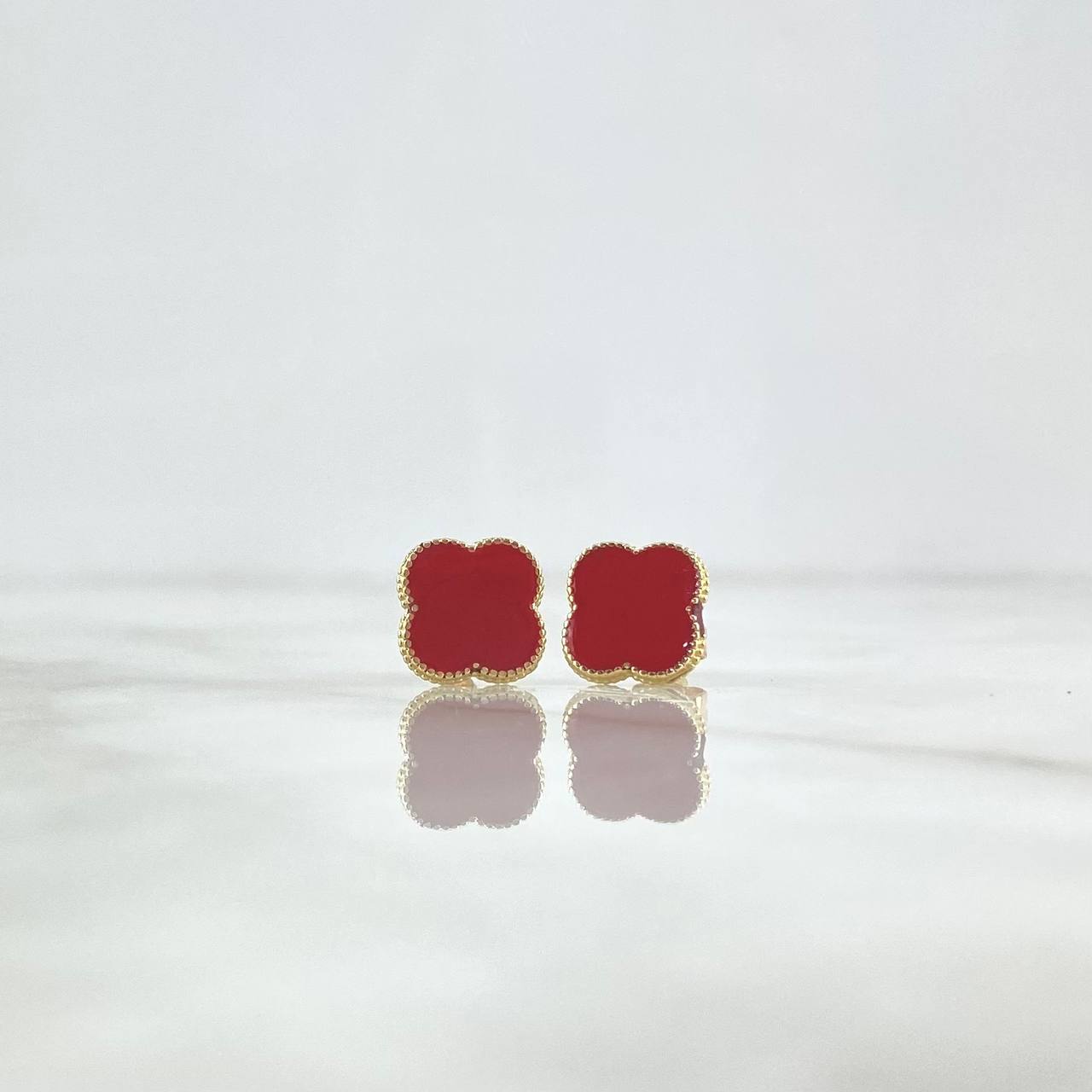 Stud Earrings Trébol VCyA 2.65gr / 1cm / Red Electrostatic Yellow Gold
