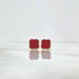 Stud Earrings Trébol VCyA 2.65gr / 1cm / Red Electrostatic Yellow Gold
